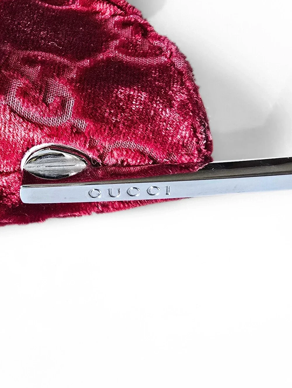 **SOLD*Gucci by Tom Ford 1997 Red Velvet GG Monogram Chrome Handle ASO The Nanny - Picture 6 of 16